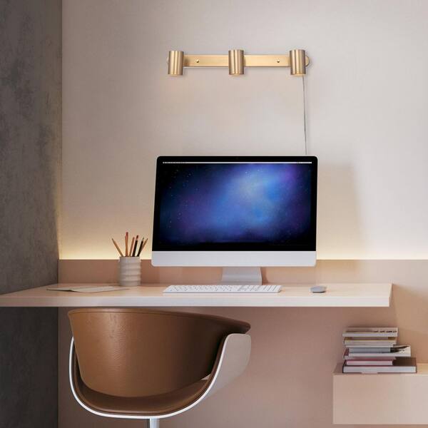 1.85 ft. 3-Light Matte Brass Plug-In Fixed Track Lighting Kit