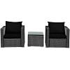 Costway 3PCS Patio Rattan Wicker Furniture Set Sofa Table W/Cushion Turquoise