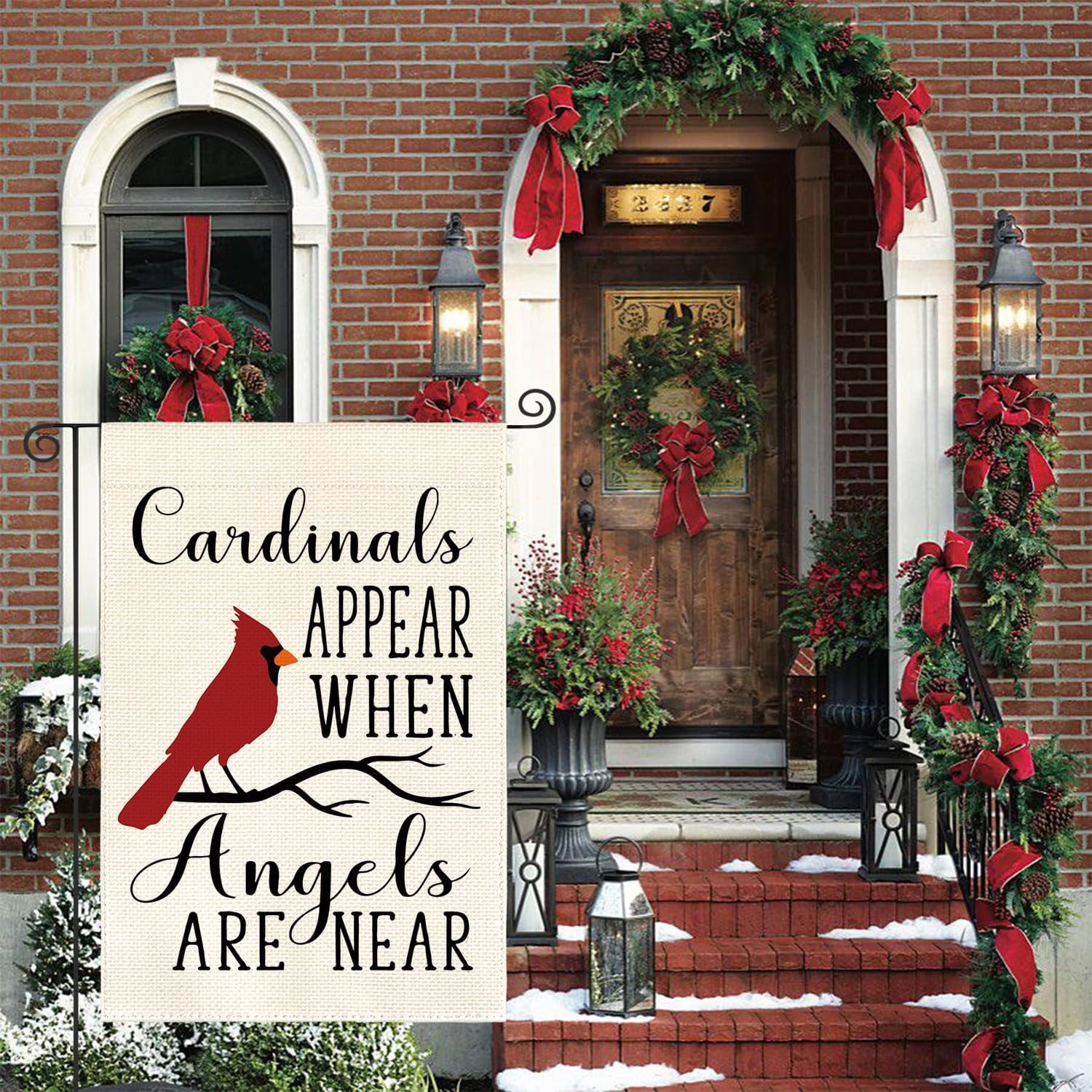 Artoid Mode Cardinals Appear When Angels are Near Memorial Garden Flag 12 x 18 Inch Double Sided, Christmas Winter Yard Outdoor Decorative Flag