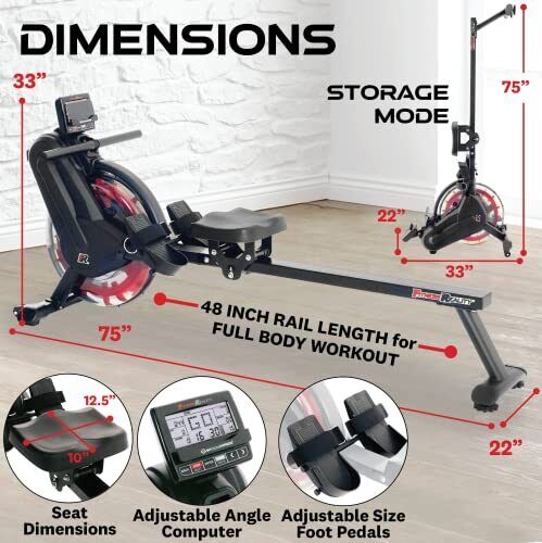 Fitness Reality Water Rowing Machine 300lbs Capacity -
