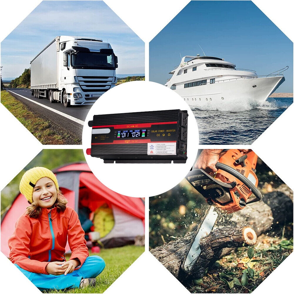 JLLOM 3000W/4000W Car Power Inverter DC 12V To AC 110V Pure Sine Wave Solar Converter LCD