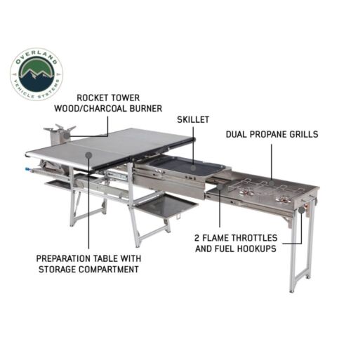 Overland Komodo Camp Kitchen Dual Grill Skillet Folding Shelves - 30100001