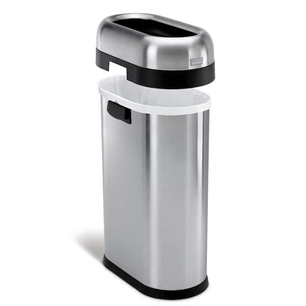 50-Liter/13 Gal. Heavy-Gauge Brushed Stainless Steel Slim Open Top Commercial Trash Can