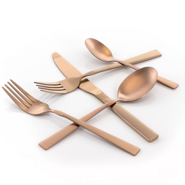 Cravat 20-Piece Matte Rose Stainless Steel Flatware Set (Service for 4)