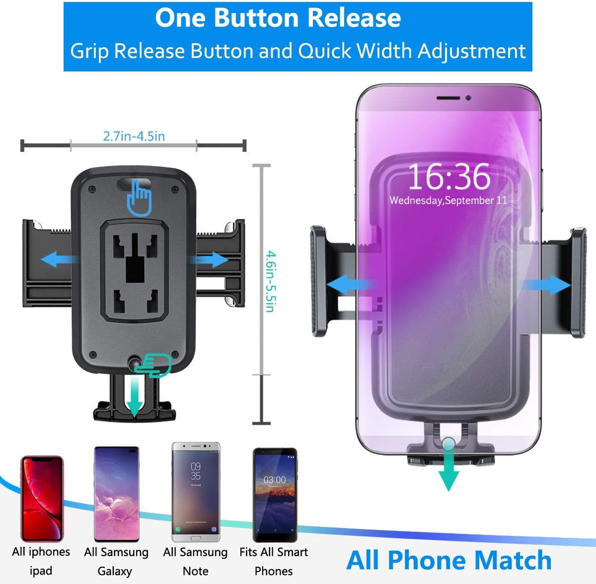 Car Cup Holder Phone Mount Cell Phone Holder Universal Adjustable Cup Holder Cradle Car Mount with Flexible Long Neck for iPhone 12 Pro/XR/XS Max/X/8/7 Plus/Samsung S10+/Note 9/S8 Plus/S7 Edg