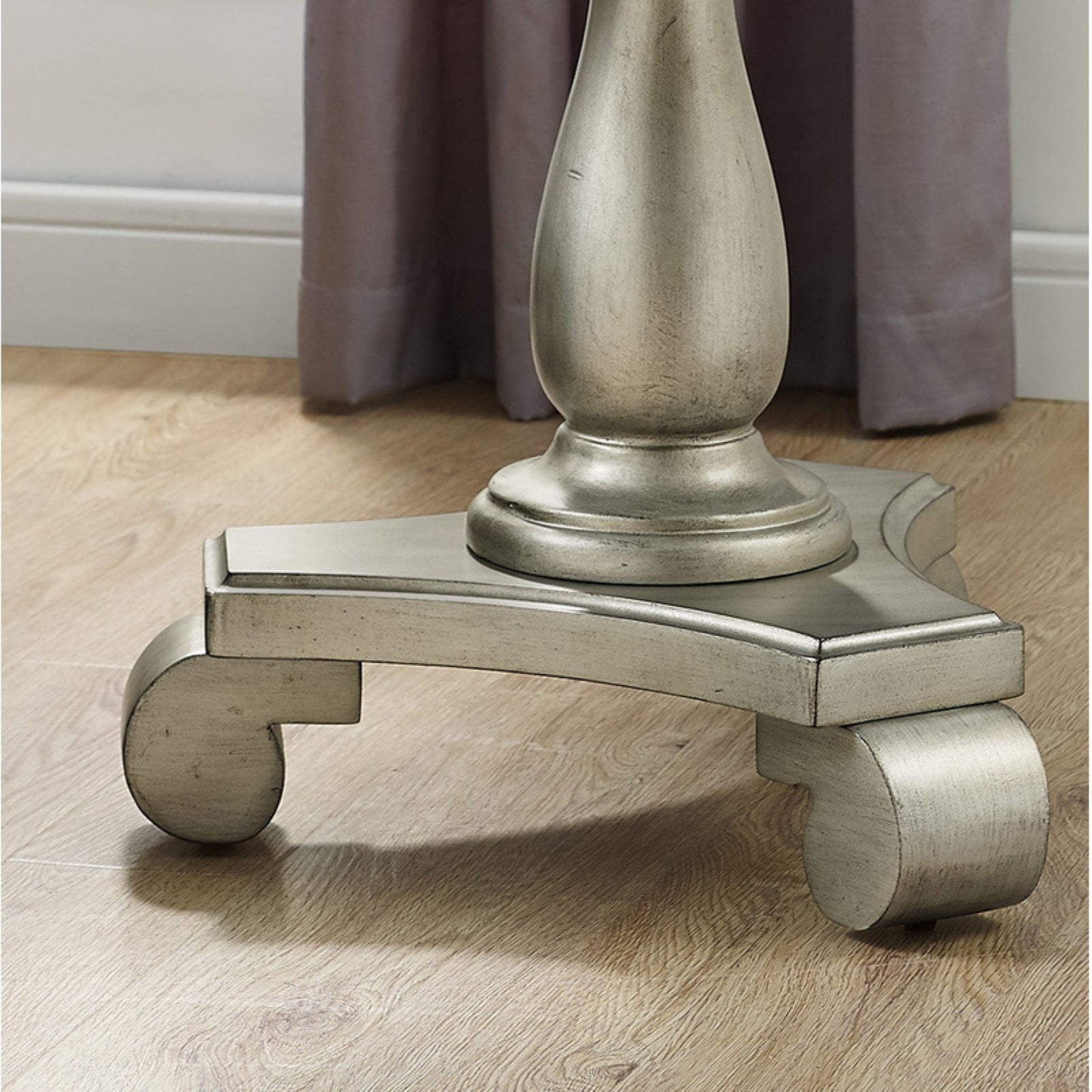 Roundhill Furniture Rene Round Wood Pedestal Side Table, White