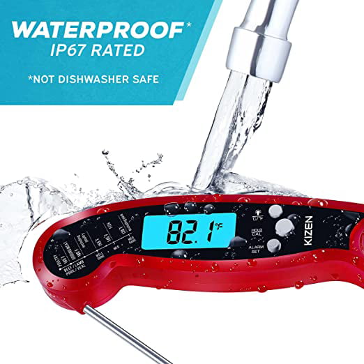 Digital Instant Read Meat Thermometer for Cooking, Fast & Precis Waterproof Food Thermometer with Backlight, Calibration and Foldable Probe for Deep Frying, Grill, BBQ, Kitchen or Outdoor
