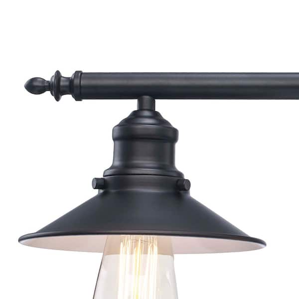 Glenhurst 25 in. 3-Light Industrial Farmhouse Black Bathroom Vanity Light Fixture with Metal Shades
