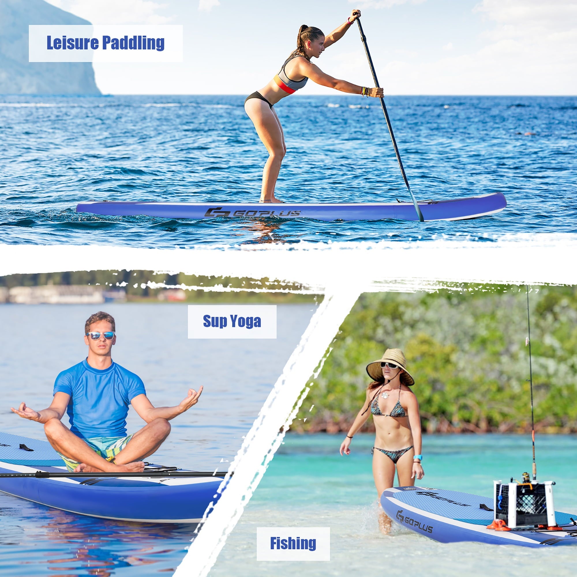 Goplus 11’ Inflatable Stand Up Paddle Board SUP W/Carrying Bag Aluminum Paddle Navy