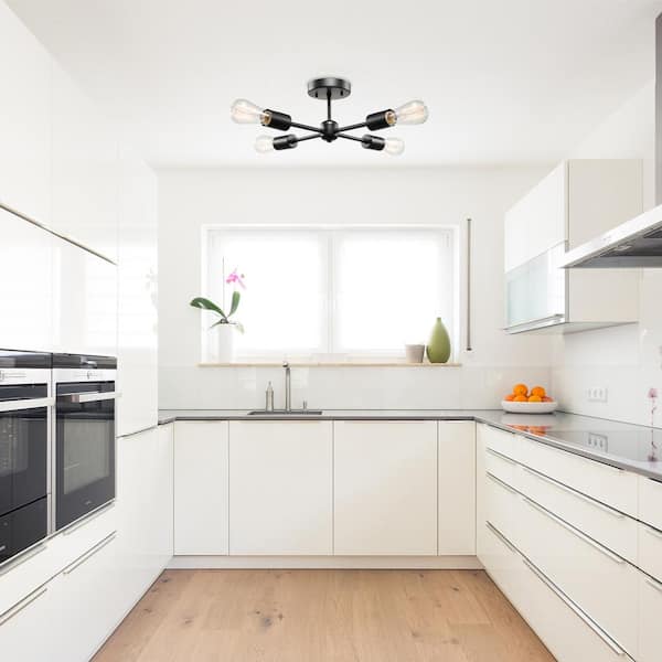 Vane 4-Light Matte Black Flush Mount Ceiling Light