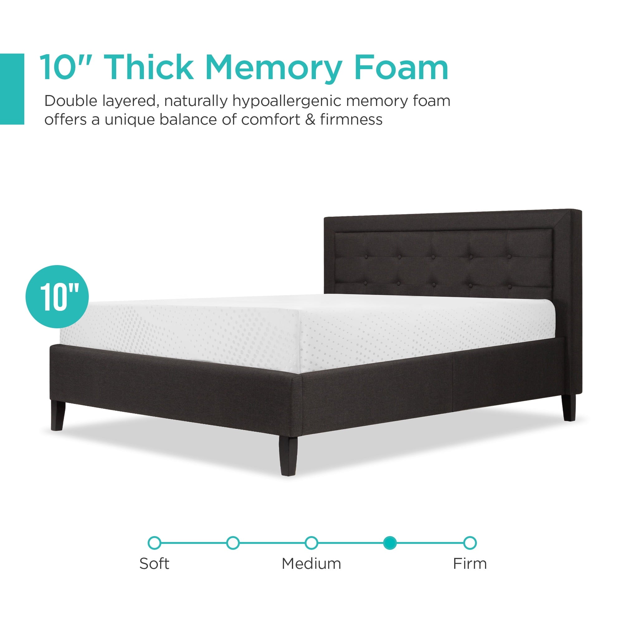 Choice Products 10in Queen Size Dual Layered Memory Foam Mattress w/ CertiPUR-US Certified Foam