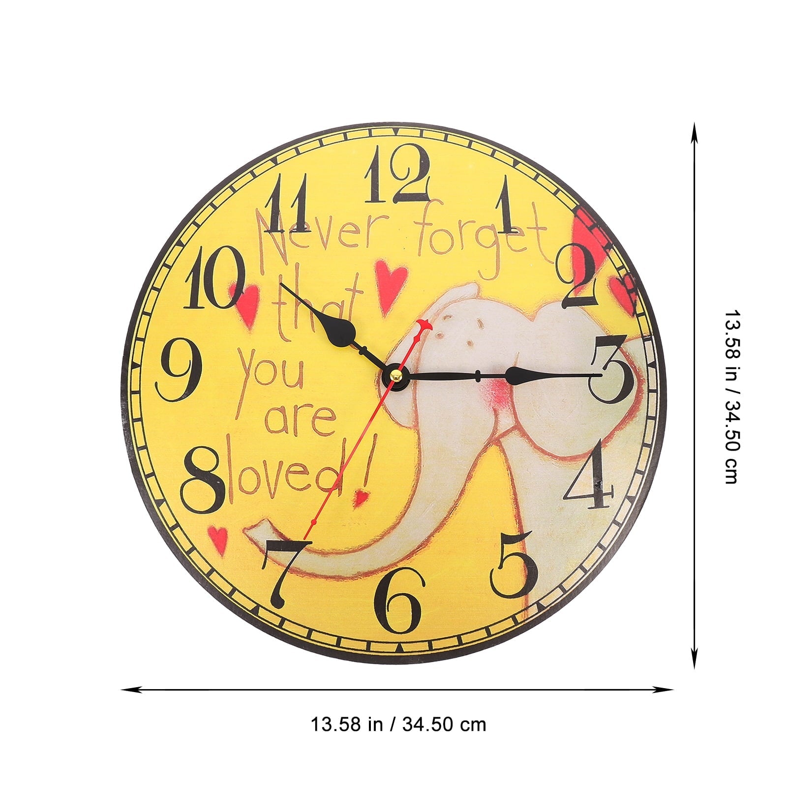 OUNONA 1PC Retro Wooden Hanging Clock Decor Living Room Wall Clock Decoration