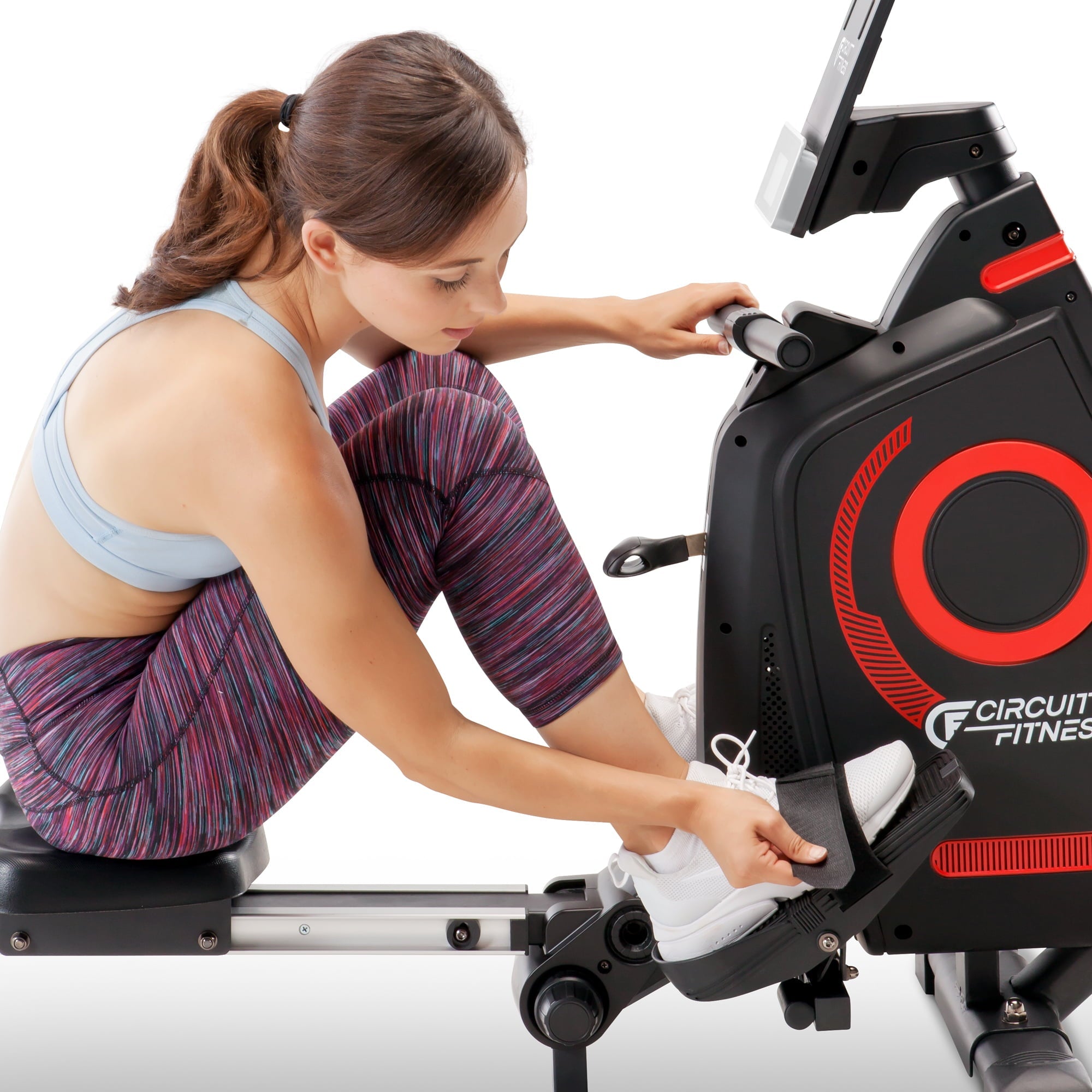 CIRCUIT FITNESS Deluxe Foldable Magnetic Rowing Machine with 8 Resistance Settings & Bluetooth AMZ-979RW-BT