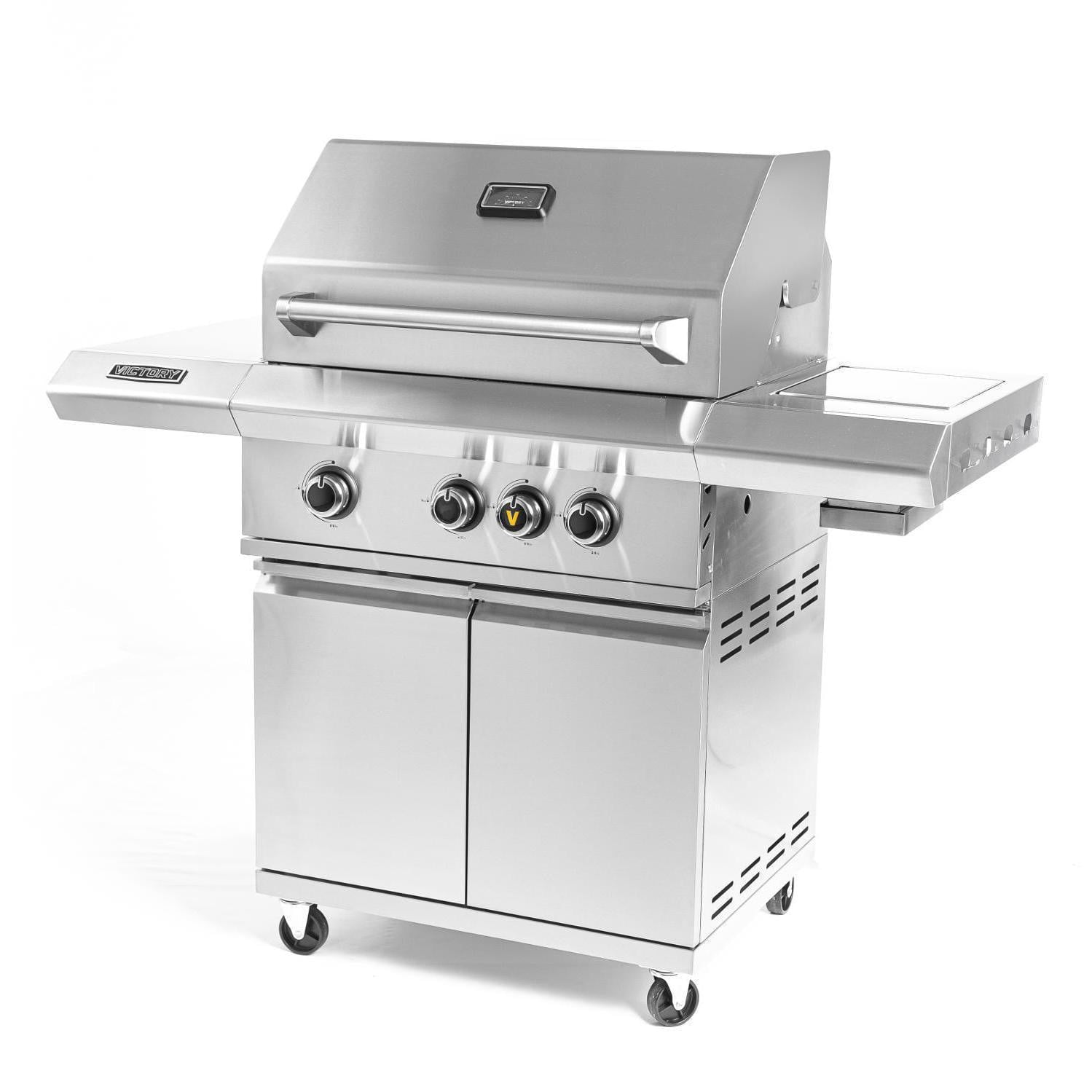 3-Burner Propane Gas Grill With Infrared Side Burner - BBQ-VCT3BSB-LP