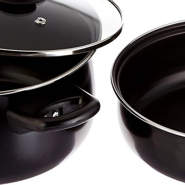 Chef Du Jour 7-Piece Carbon Steel Nonstick Cookware Set in Black