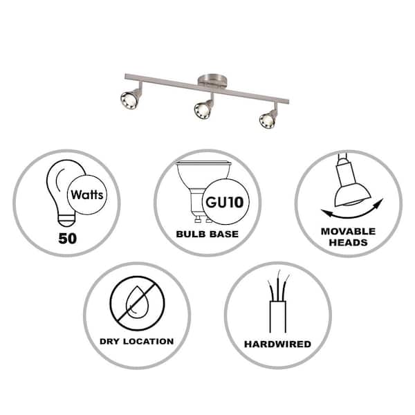 Renew 2.3 ft. 3-Light Brushed Nickel Track Light Fixture with Adjustable Heads