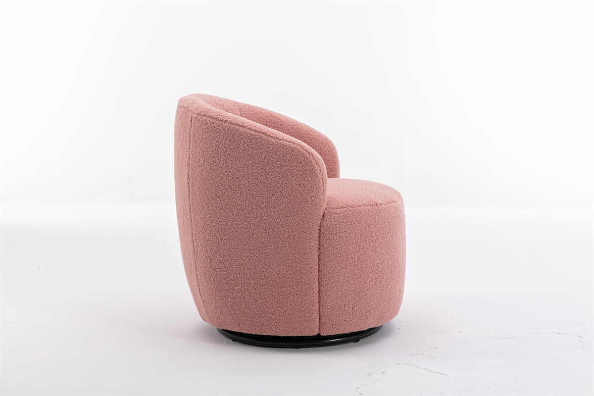 Swivel Accent Chair,Modern 360°Swivel Barrel Chair Leisure Chair,Accent Round Barrel Chair Reading Chair,Round Bucket Arm Chair with Comfy Tufted Back for Living Room Bedroom,Light Pink