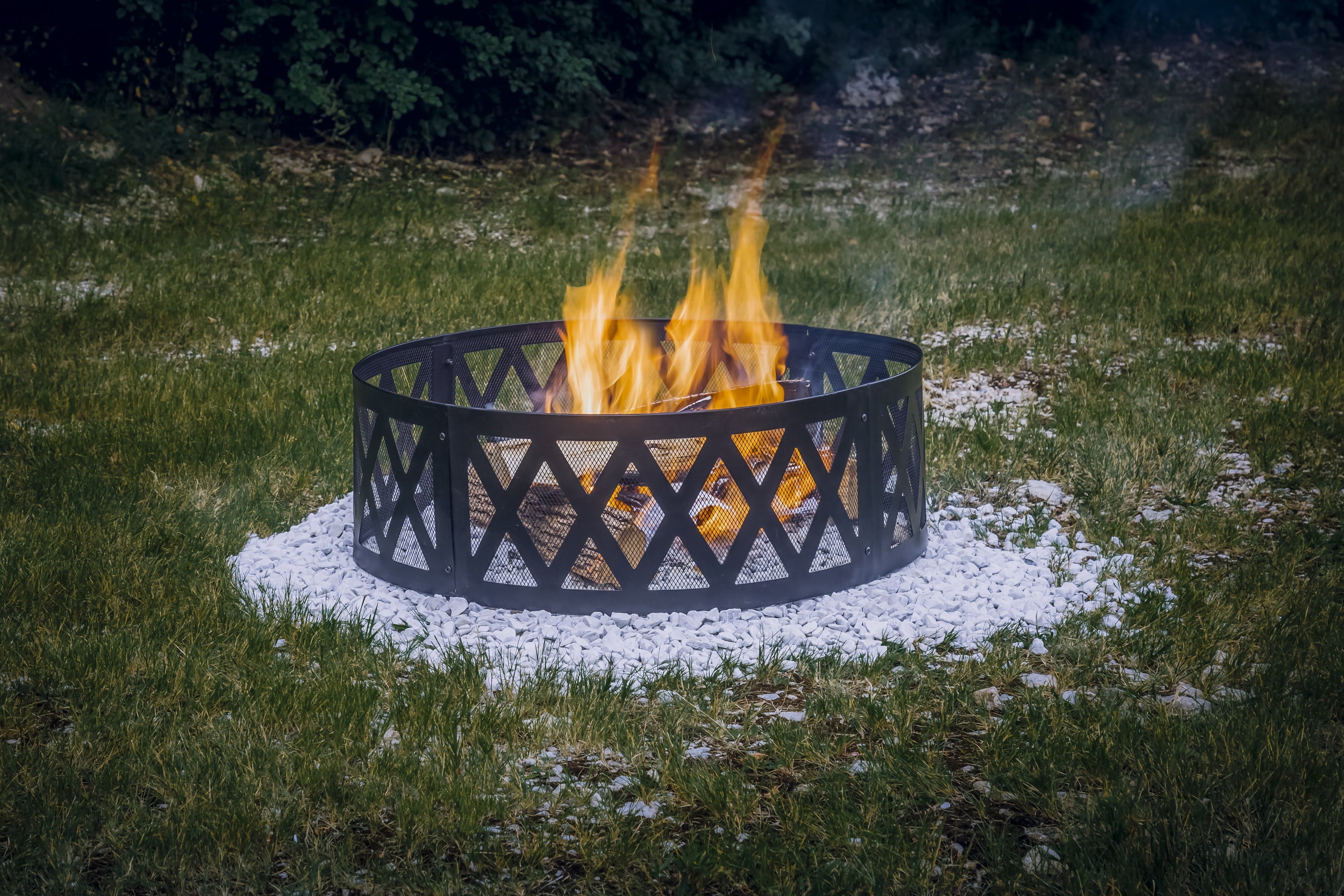 Pleasant Hearth OFW884FR Outdoor Lattice Wood Burning Fire Pit Ring