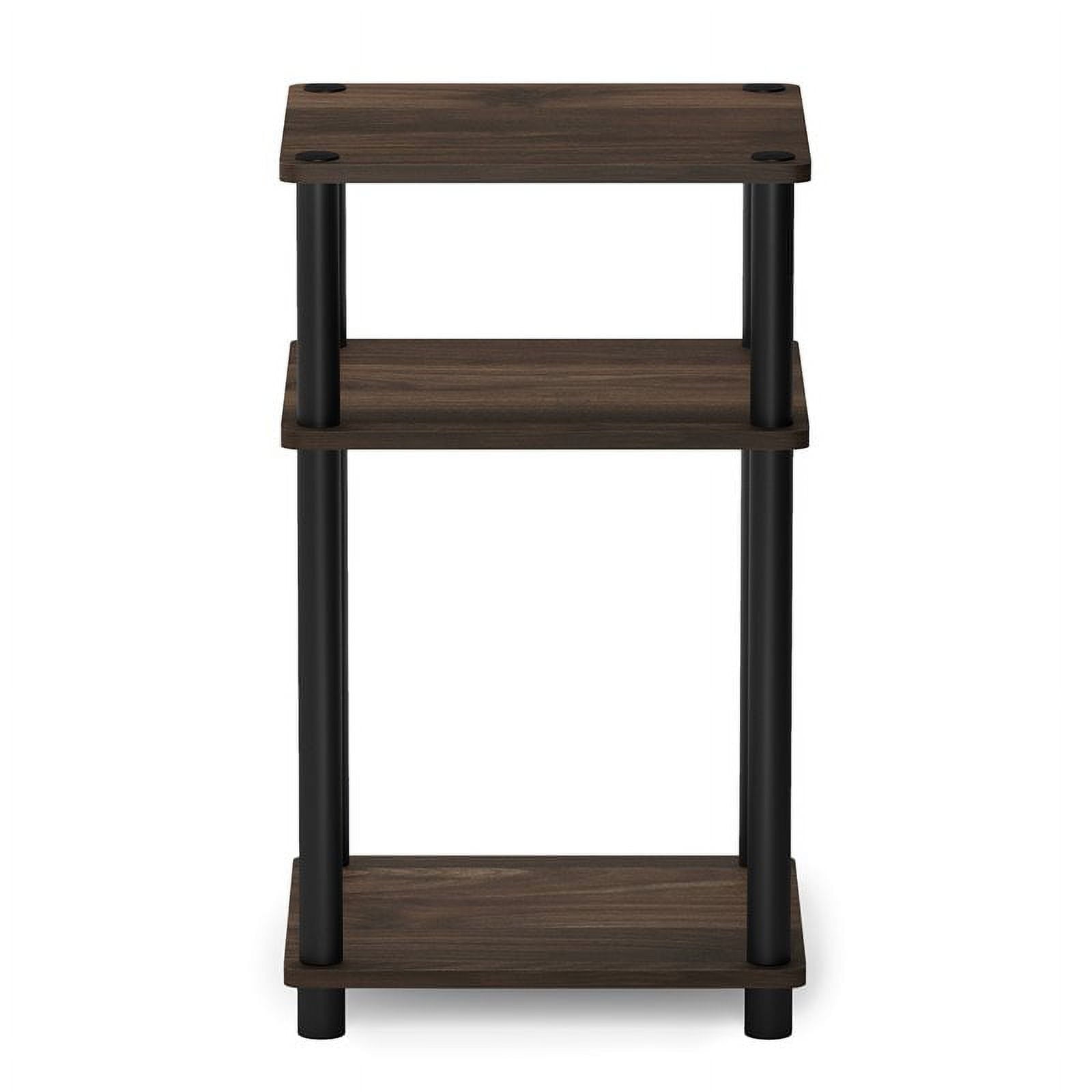 Furinno Just 3-Tier Turn-N-Tube End Table, 1-Pack, Columbia Walnut/Black
