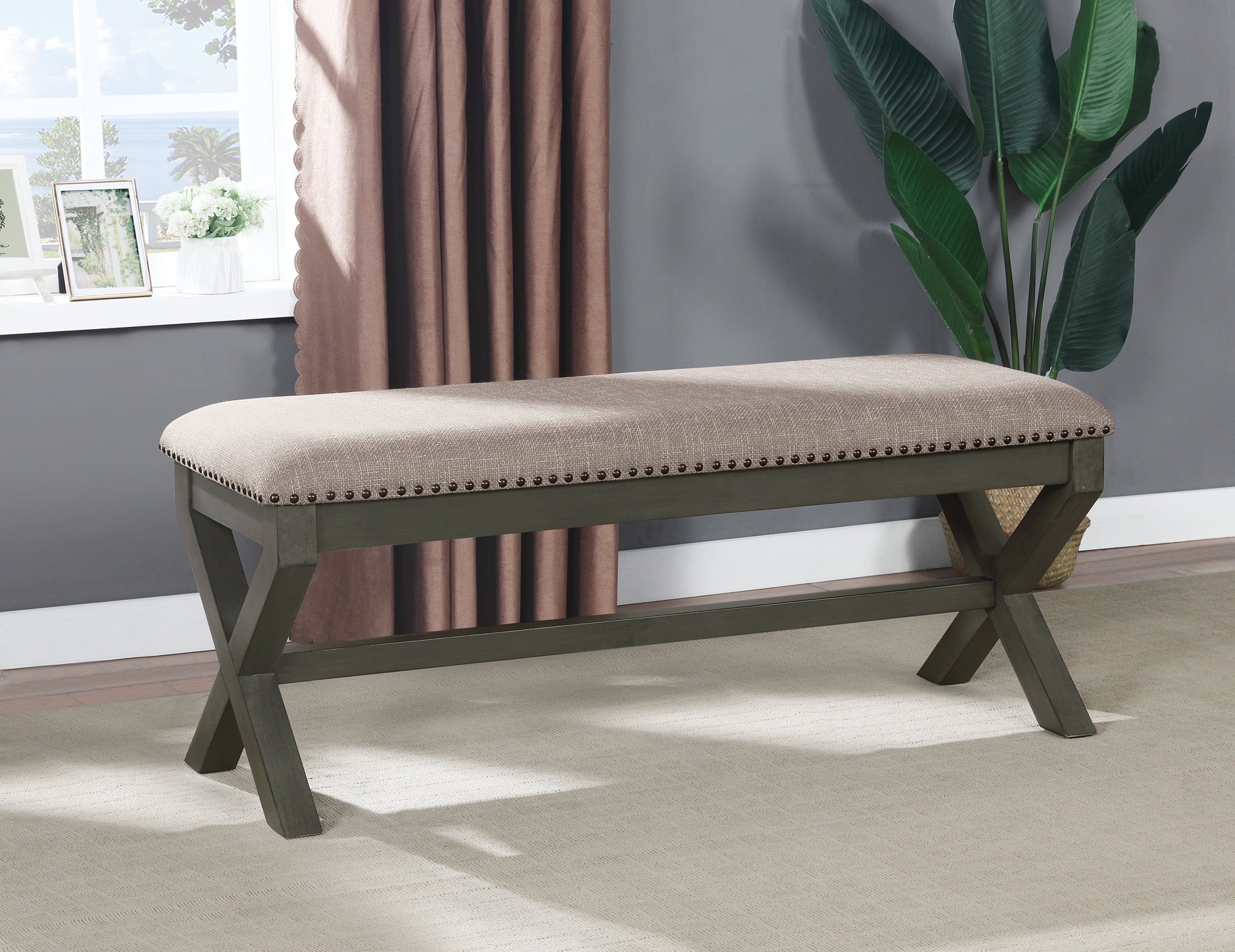 OSP Home Furnishings Monte Carlo Bench, Grey