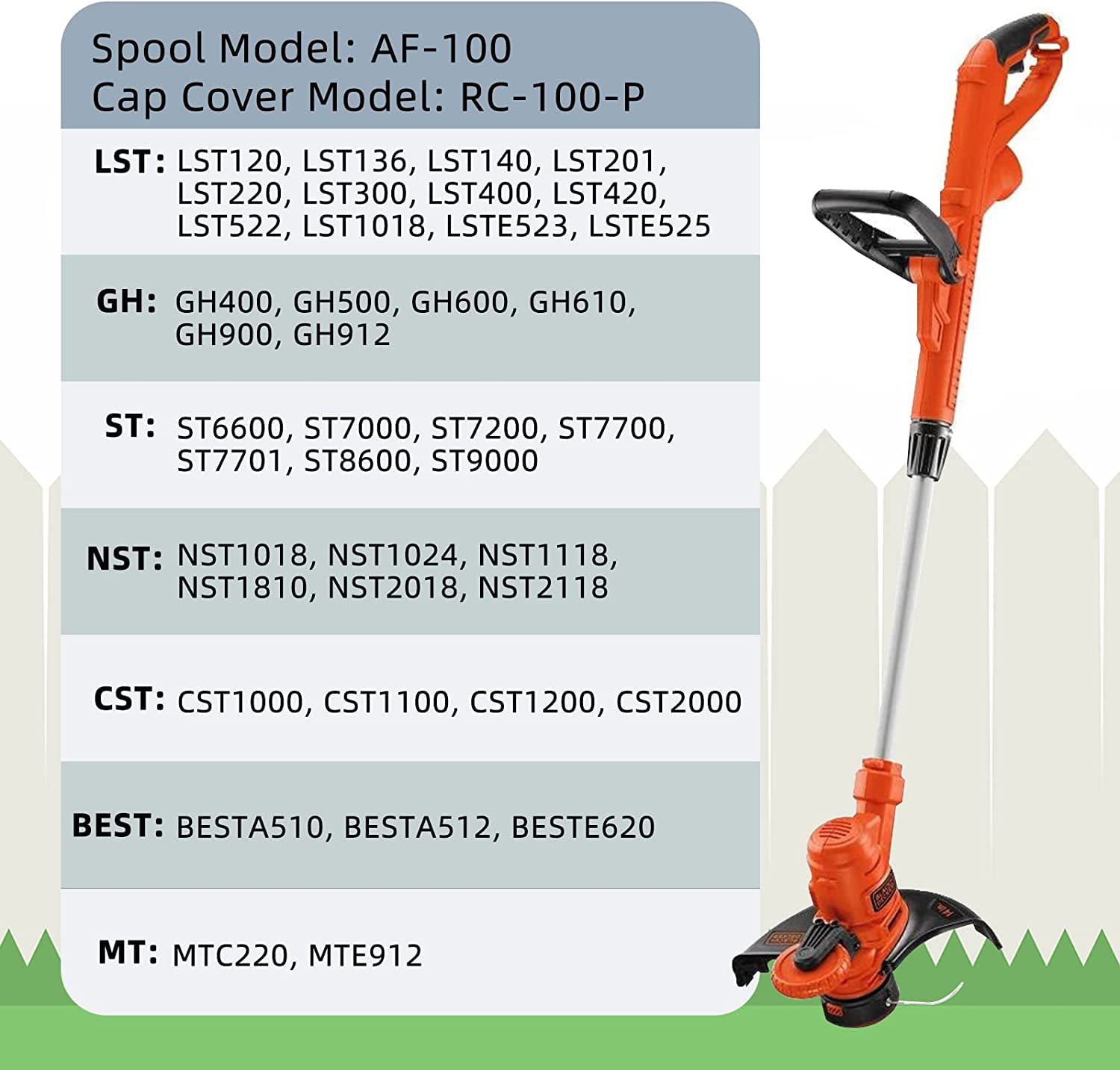 10 Pack String Trimmer Replacement Spool Compatible with BLACK+DECKER, 240ft 0.065