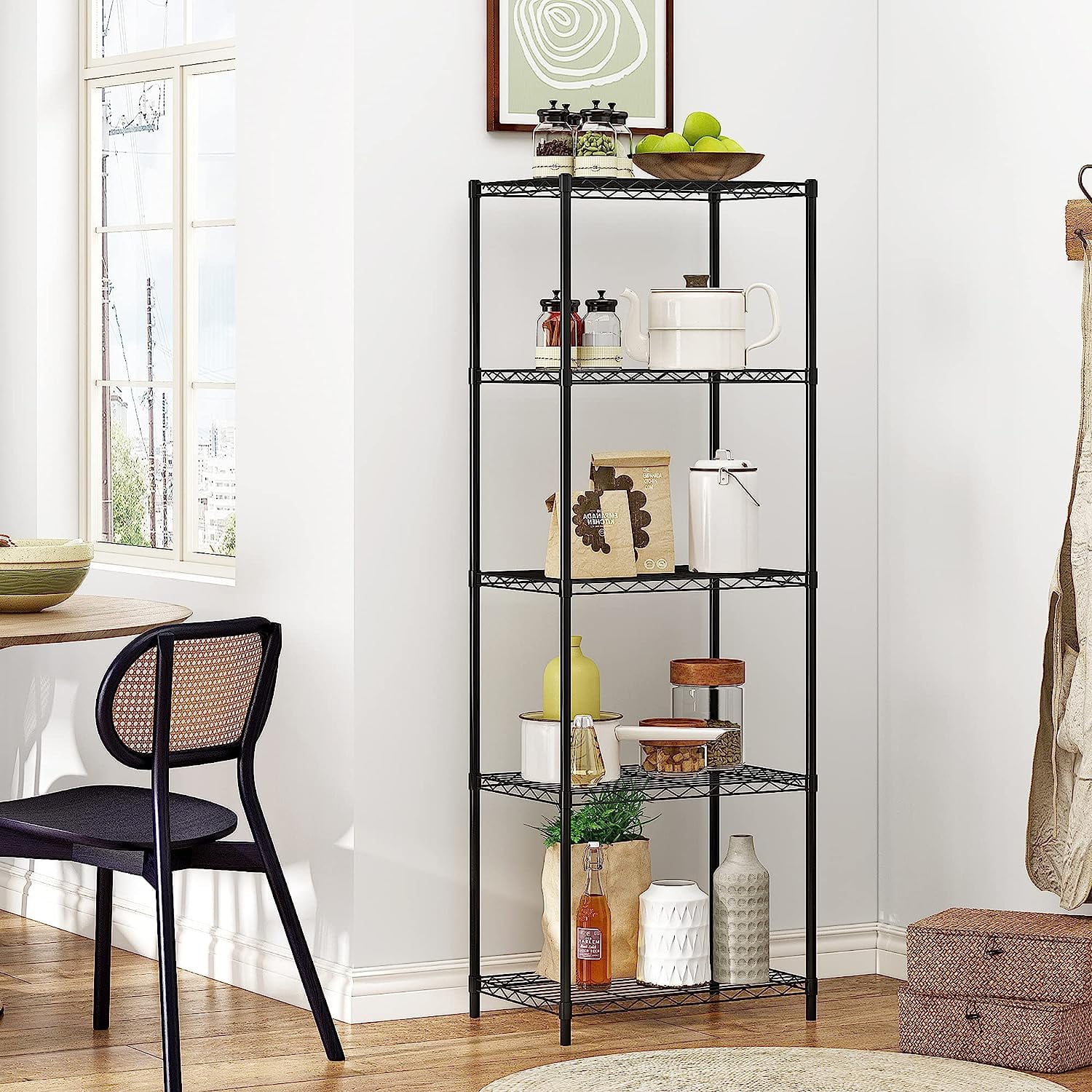 SUGIFT 5 Tier Wire Shelf Unit, 21.7