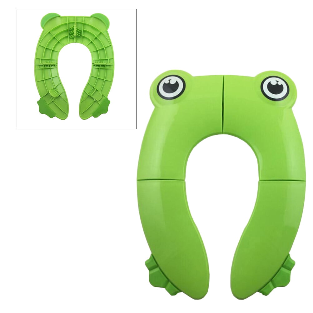 Baby toilet seat cover Foldable Potty Training Seat Baby Travel Toilet Seat Covers Liners with Carry Bag Upgrade Non Design Shaped(Green)