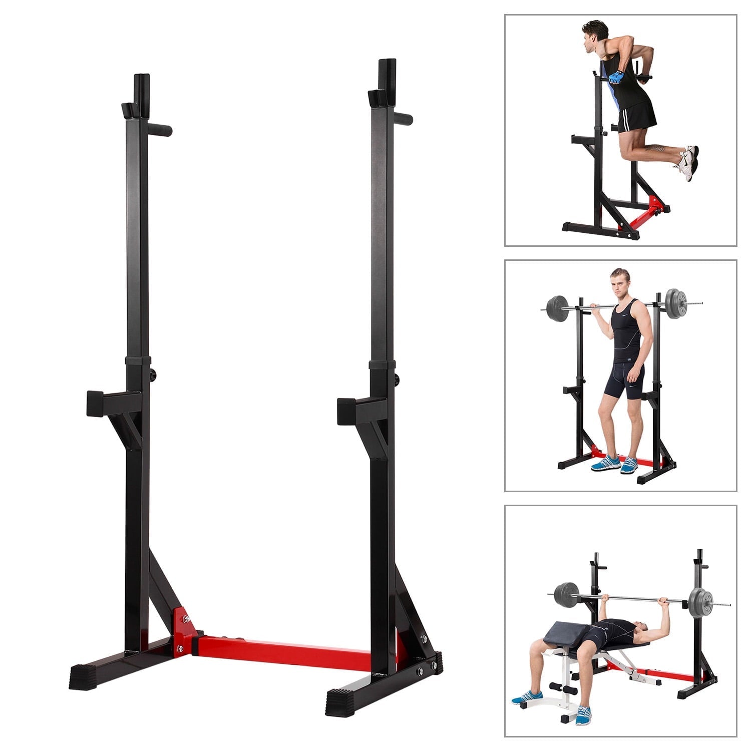 Ollieroo Multi-function Barbell Rack Dip Stand Gym Family Fitness Adjustable Squat Rack Weight Lifting Bench Press Dipping Station