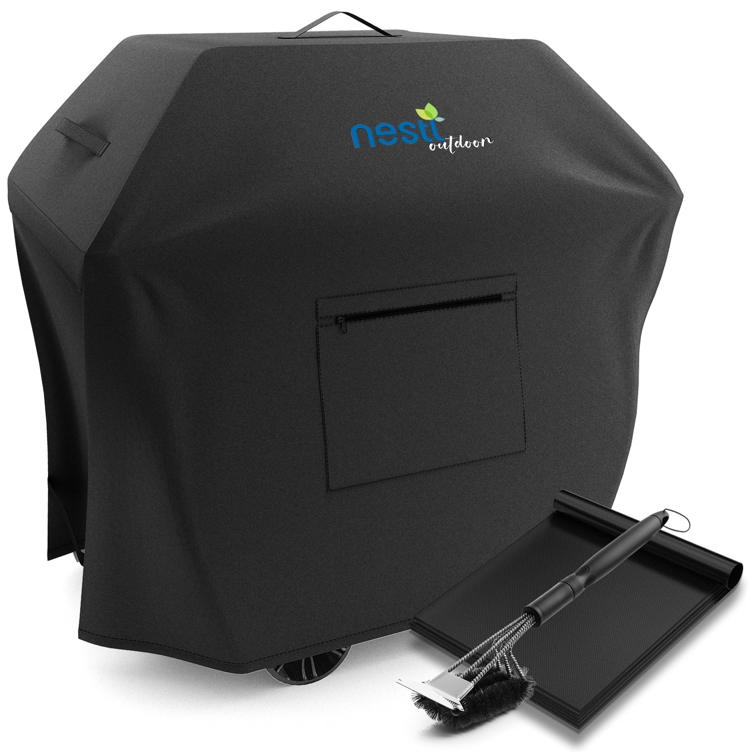 Nestl  Heavy Duty Waterproof Barbeque 600D Gas Grill Cover - BBQ Cover, UV & Fade Resistant Light Gray Large 64