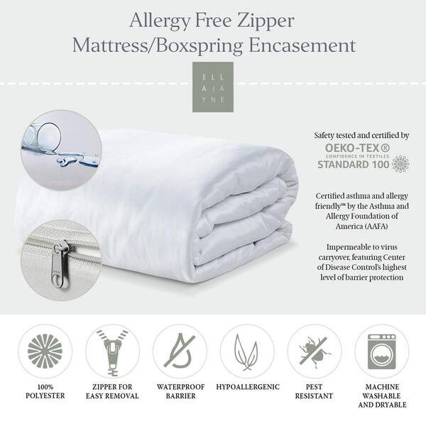 Allergy Free King Sized Zipper Mattress or Box Spring Encasement, 12 in. to 15 in. Depth