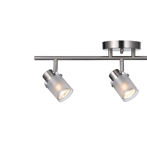 22.5 in. 3-Light Brushed Nickel Track Light Fixture with Frosted Glass Shades