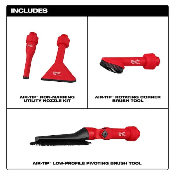 AIR-TIP 1-1/4 in. to 2-1/2 in. Non-Marring Crevice Tool, Utility Nozzle and Brush Kit For Wet/Dry Shop Vacuums (3-Piece)