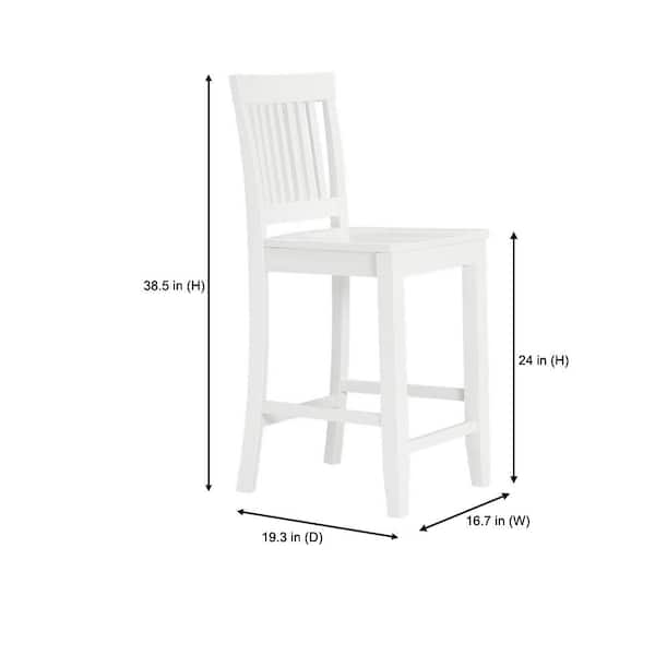 Scottsbury White Wood Counter Stools with Slat Back (Set of 2)