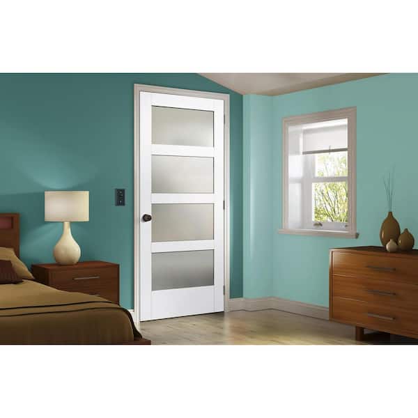 32 in. x 80 in. No Panel MODA Primed PMT1044 Solid Core Wood Interior Door Slab w/Translucent Glass
