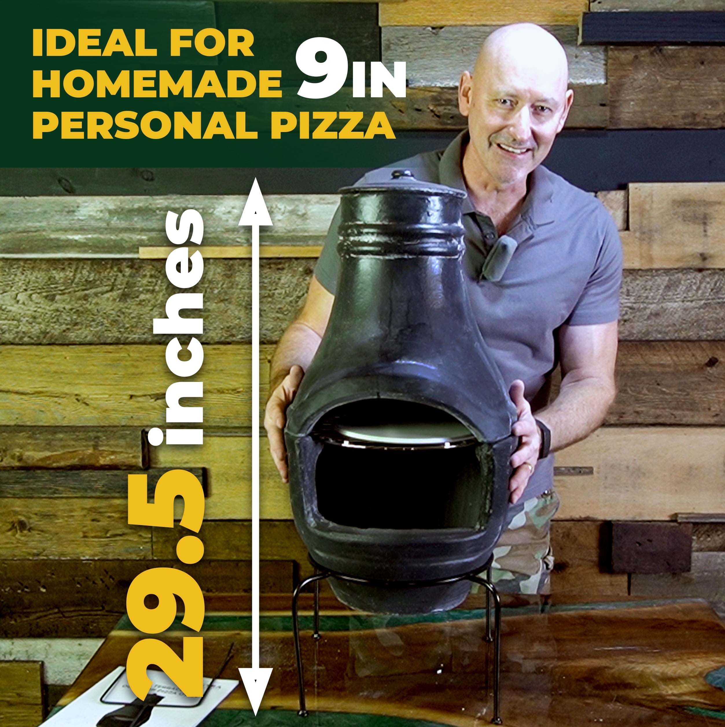 PetraTools Outdoor Pizza Oven Wood Fired, Mini Personal Sized Pizza Cooker - Home Pizza Oven and Pizza Grill (Black)