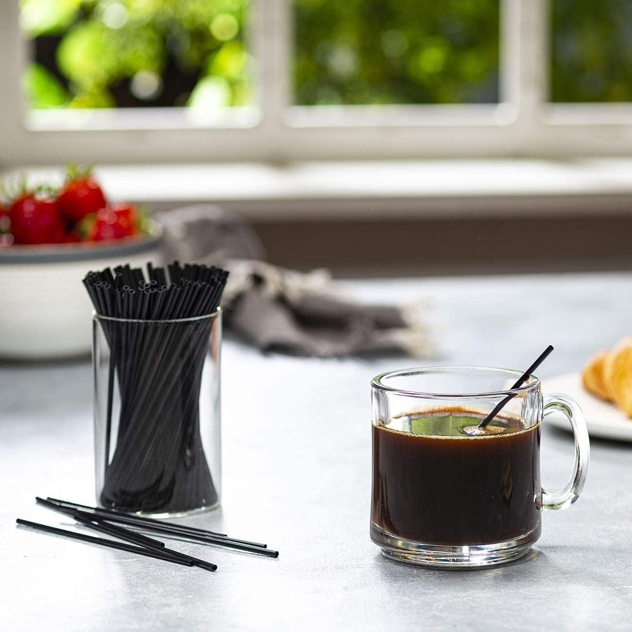 Comfy Package 5” Coffee Straws Stirring Sticks Drink Stirrers Cocktail, Black 2000-Pack