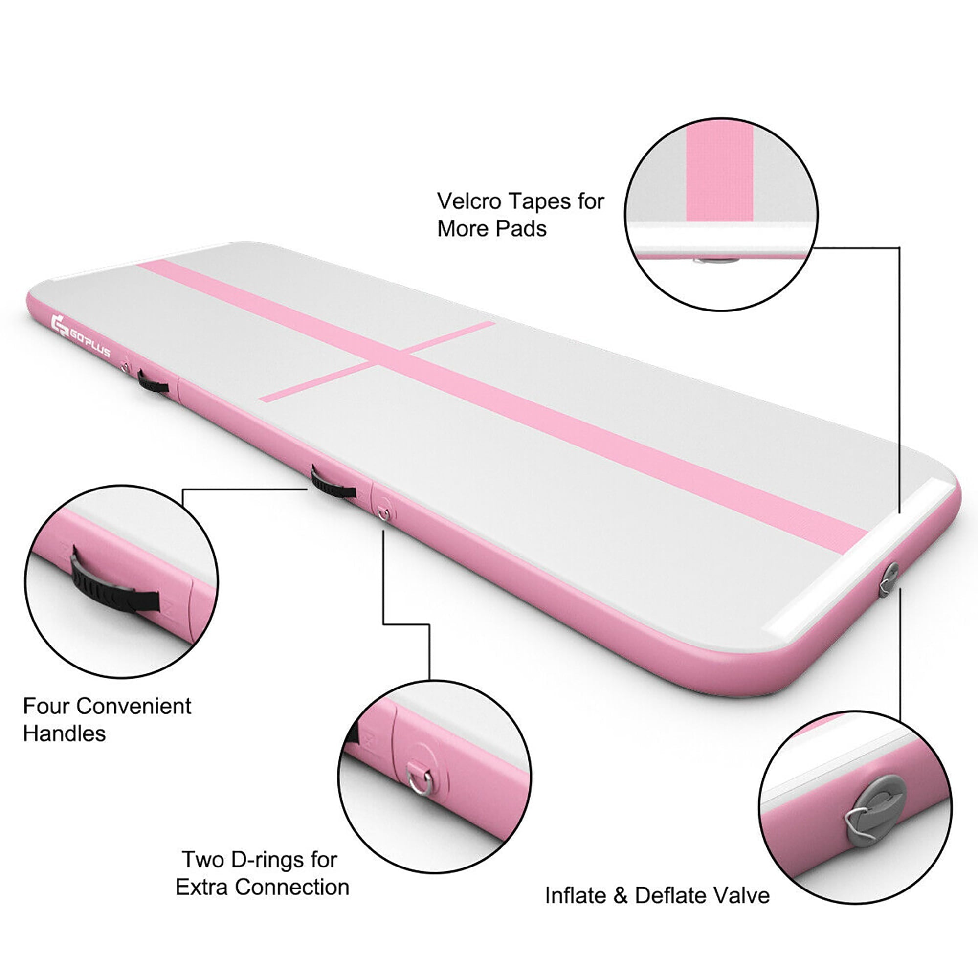Goplus 10FT Air Track Inflatable Gymnastics Tumbling Mat w/ Pump Pink