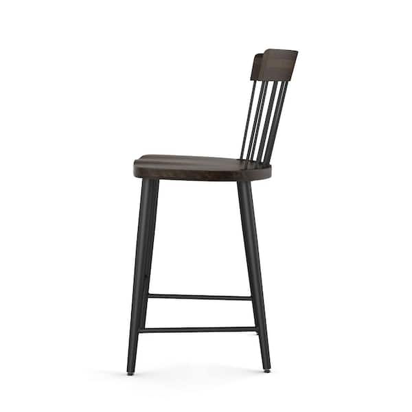 Amisco Angelina 26 in. Counter Stool - Dark Grey Wood/Black Metal