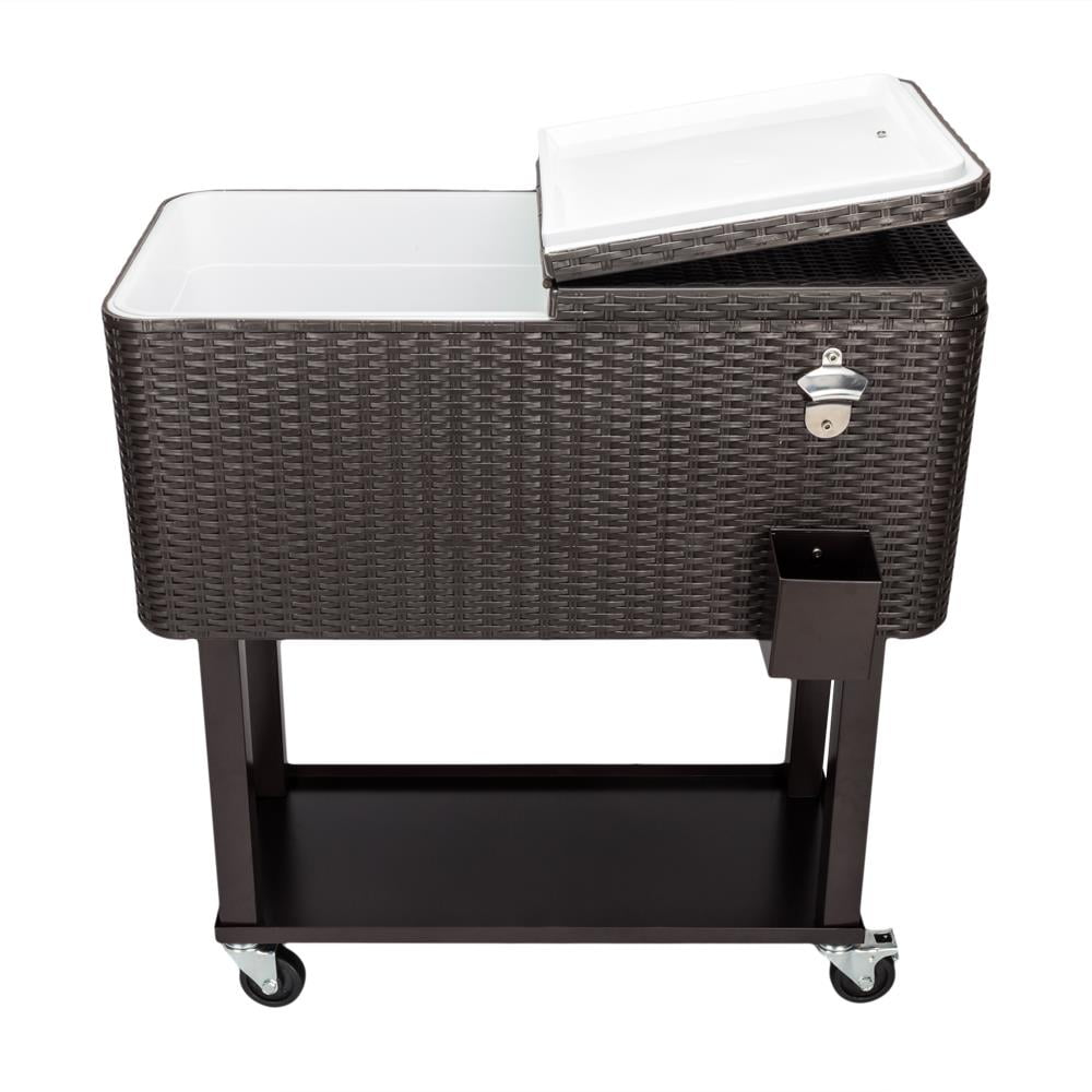 Winado 80QT Rattan Square Legs Cooler with Shelf