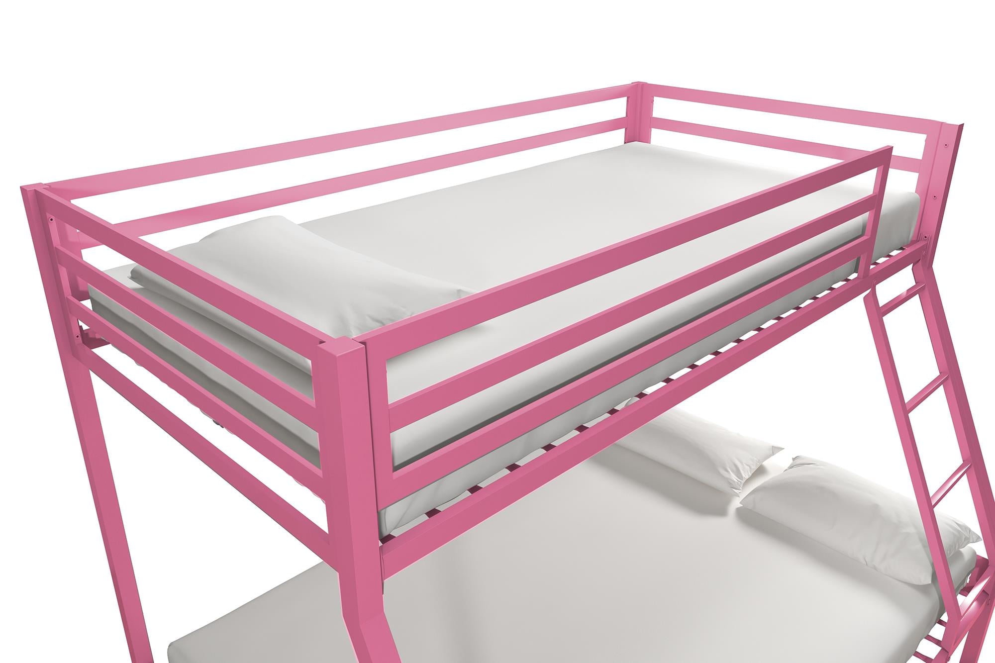 Mainstays Premium Twin over Full Metal Bunk Bed, Pink