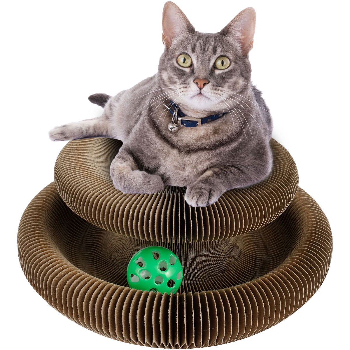Nyidpsz Cat Scratcher Board Foldable Durable Cat Scratcher Toys Cat Scratching Board with Ball,Brown