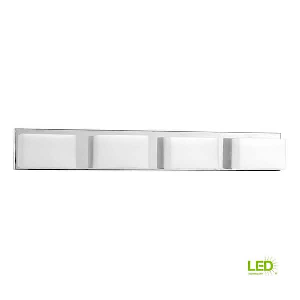 Ace LED Collection 4-Light Polished Chrome Etched Glass Modern LED Bath Vanity Light