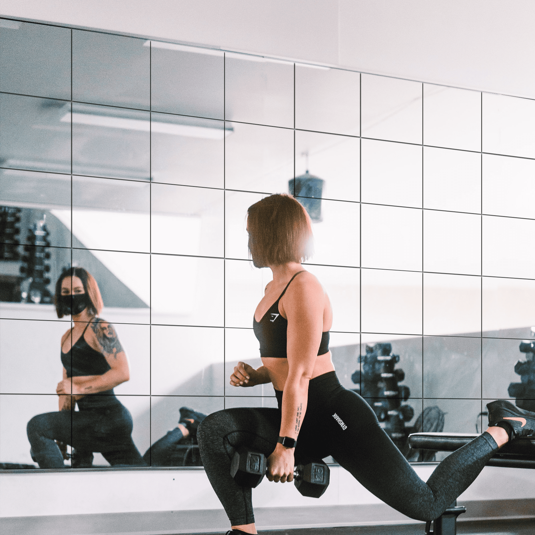 Wall Mirror Full Length, 12Inches x 4PCS, Glass Frameless Body Mirror Wall-Mounted for Gym, Bedroom, Living Room, over the Door