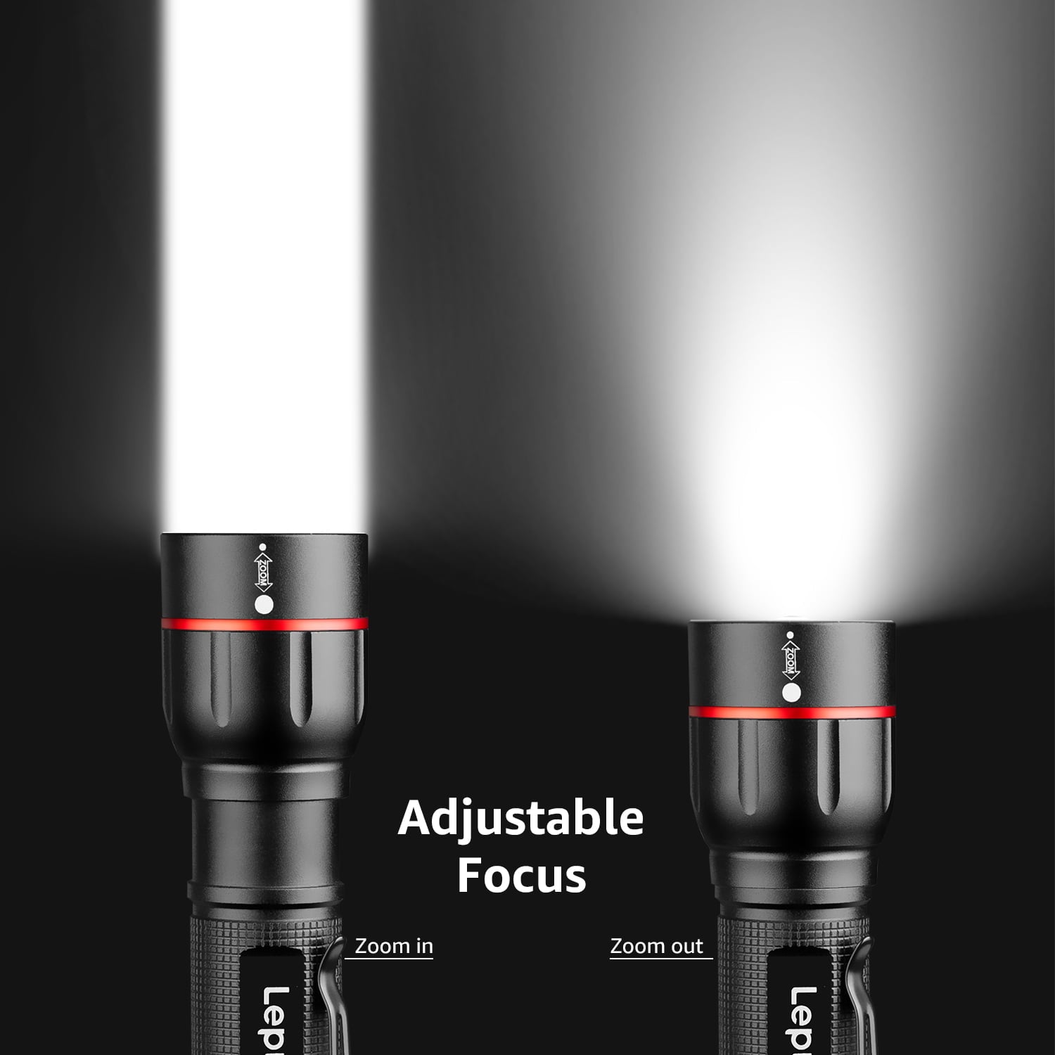 Lepro 2-Packs LED Flashlights with Clip , LE2050 High Lumen, 5 Lighting Modes, Zoomable Waterproof  Lightweight Flashlights for Emergencies,Camping, Powered by AAA Battery