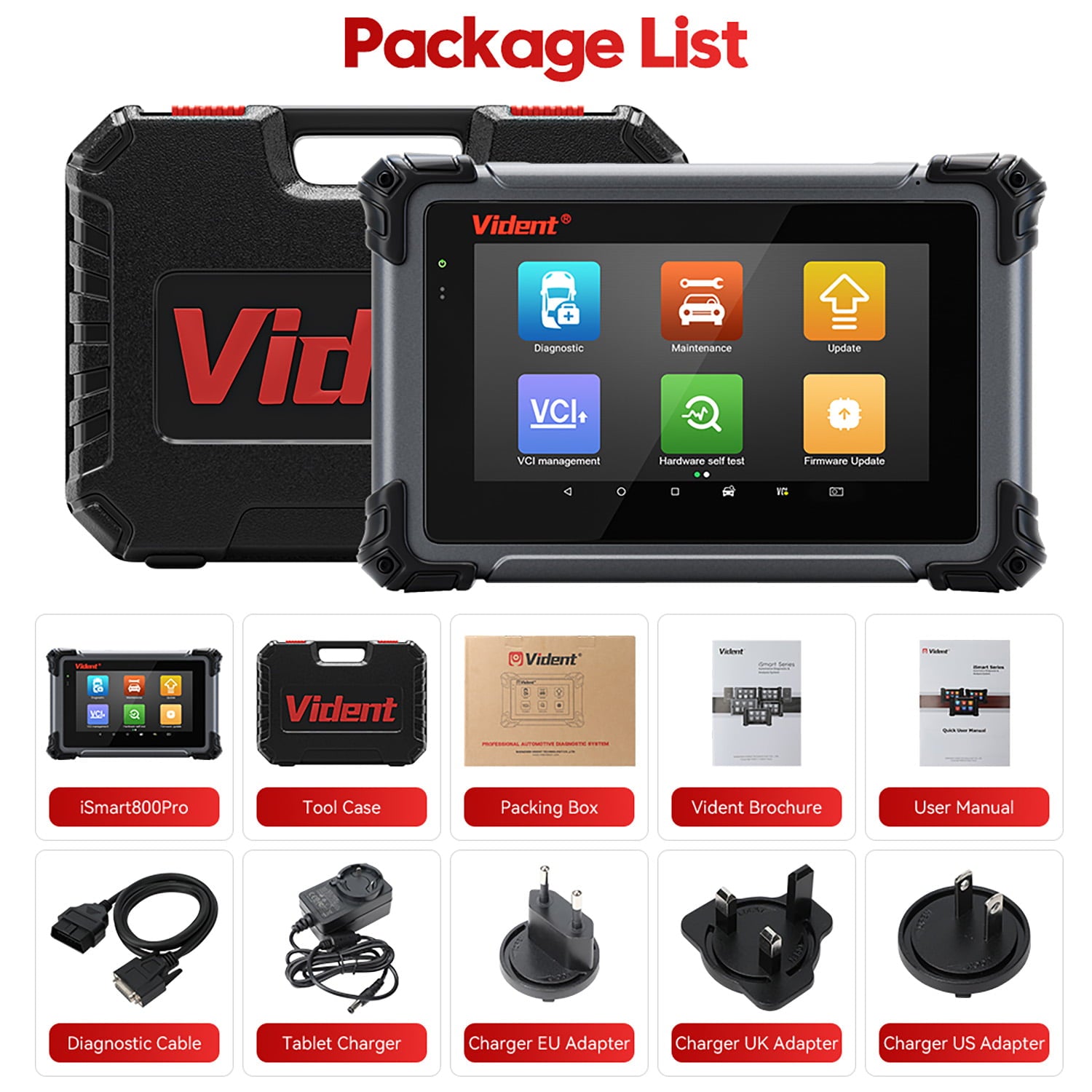 Vident iSmart800 Pro Automotive Scan Tool, Full System Bi-Directional Car Scanner, 40+ Services Wired Version