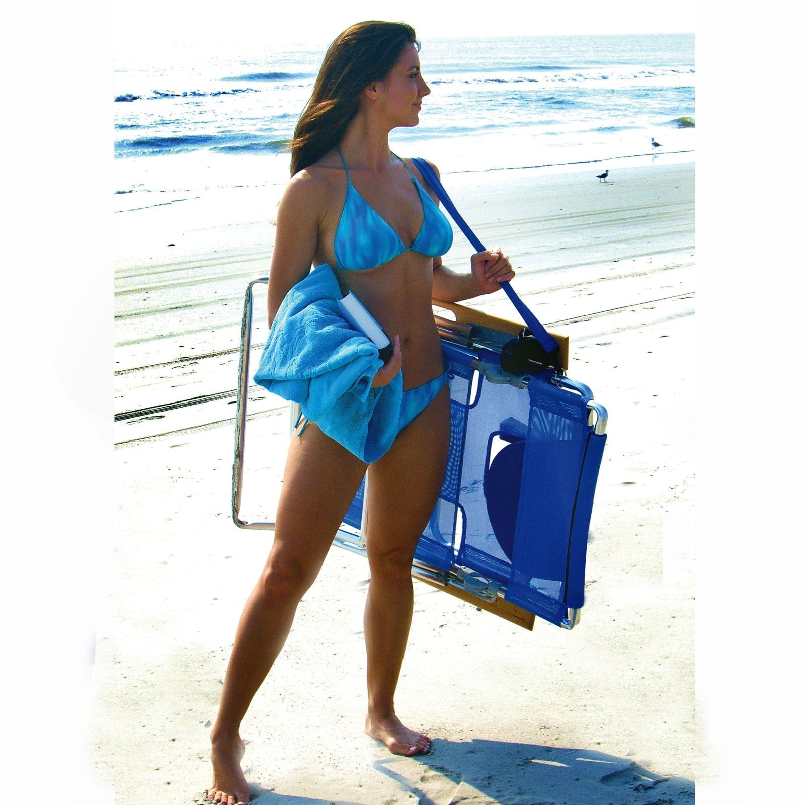 Ostrich 3 N 1 Lightweight Aluminum Frame 5 Position Reclining Beach Chair, Blue