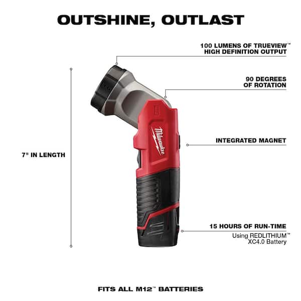 M12 12V Lithium-Ion Cordless 1/4 in. Hex Screwdriver/LED Worklight Kit with (2) 1.5Ah Batteries,Bit Set & Bag