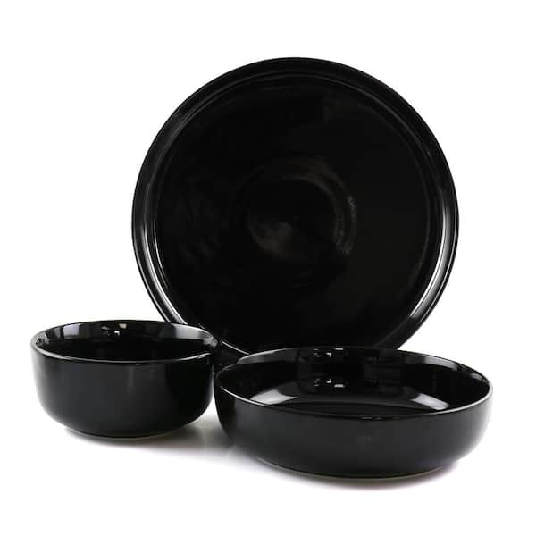 Avisala 12-Piece Black Fine Ceramic Dinnerware Set