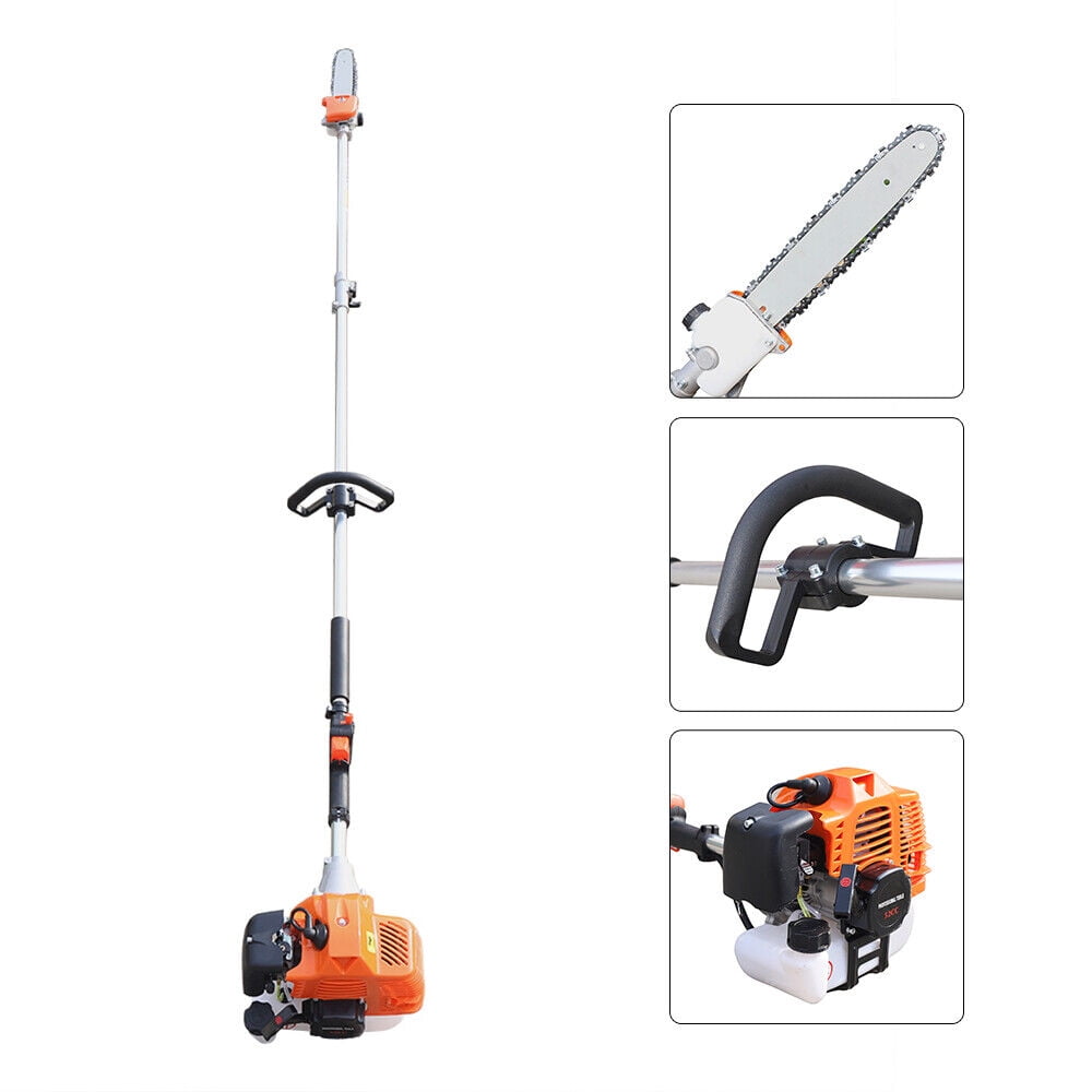 DENEST 2 Stroke Gas Pole Saw Split Shaft Chainsaw Tree Branches Pruner Trimmer 2.3m 52CC