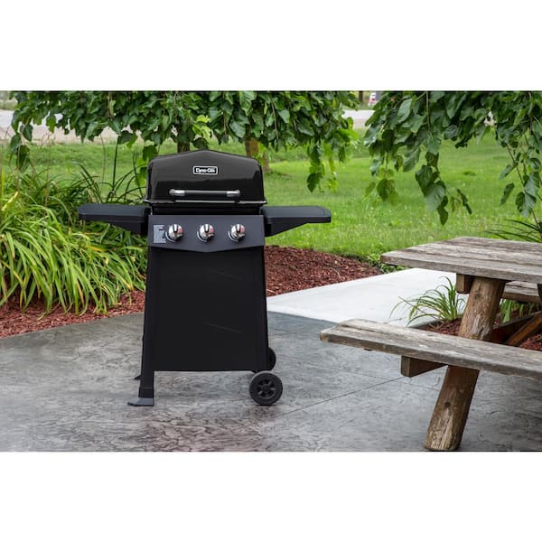 3-Burner Open Cart Propane Gas Grill in Black